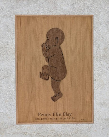 Födelsetavla bebis i skala 1:1 vänd åt vänster
